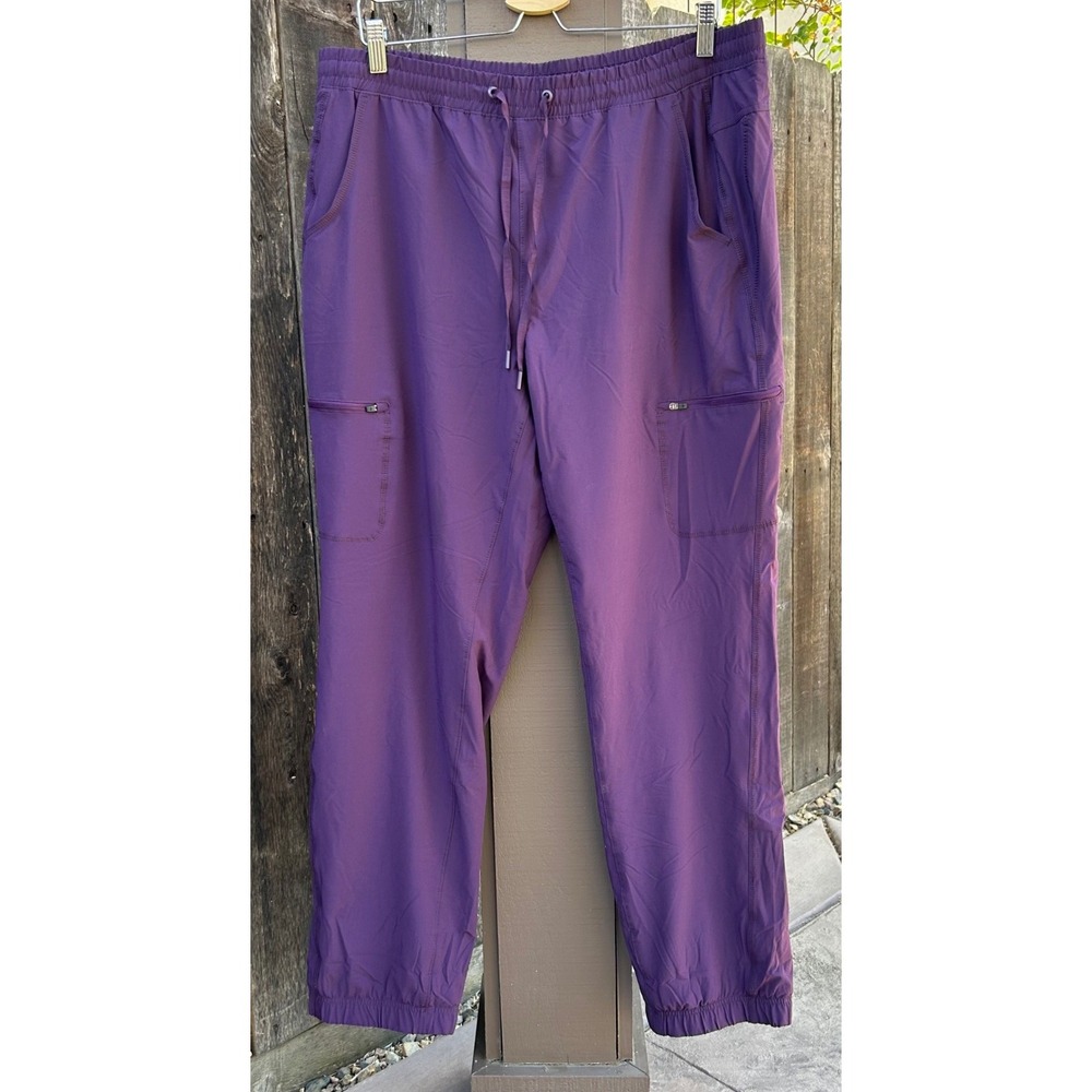 Eddie Bauer Cargo Joggers Women 16 Purple Fleece Lined Hiking Pants